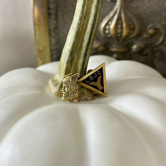 Vintage LBJC Long Beach Junior College Lapel Pin Vikings Jewelry Community LBCC - Picture 1 of 6